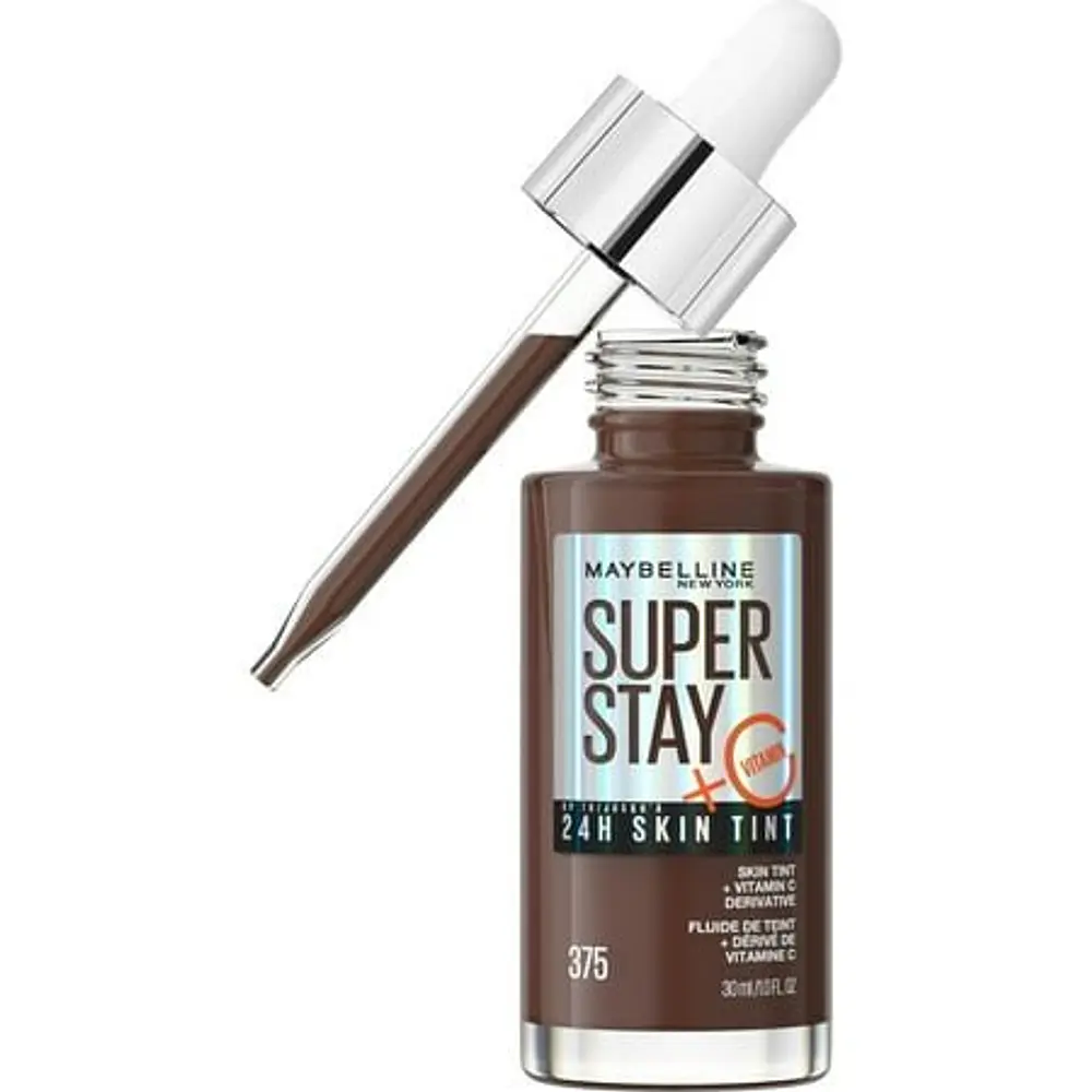 Maybelline Super Stay 24HR Skin Tint Foundation Serum with Vitamin C - 375 - 1 fl oz: Noncomedogenic, Vegan
