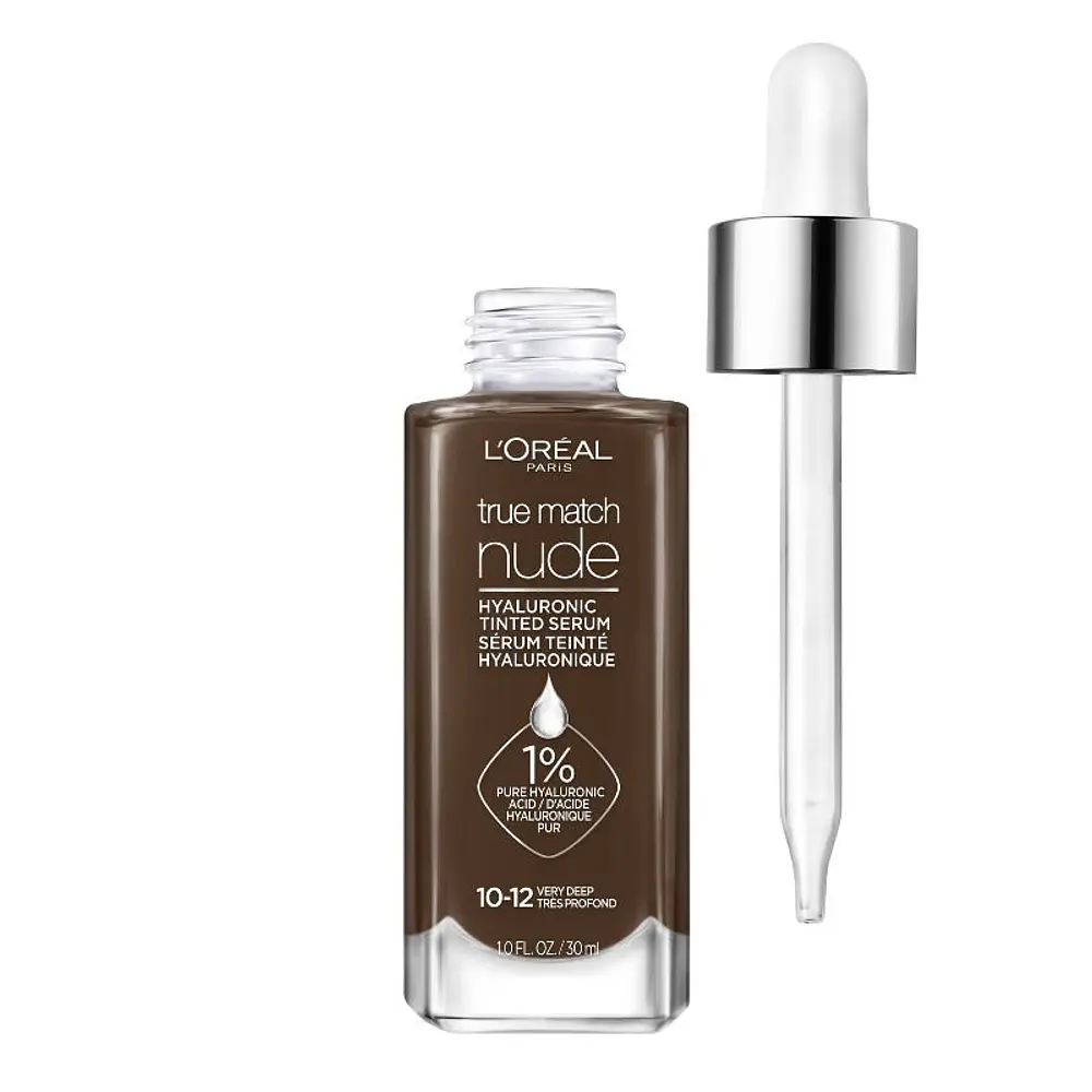 L Oreal Paris True Match Hyaluronic Tinted Serum Foundation Makeup  Very Deep 10-12  1 fl oz