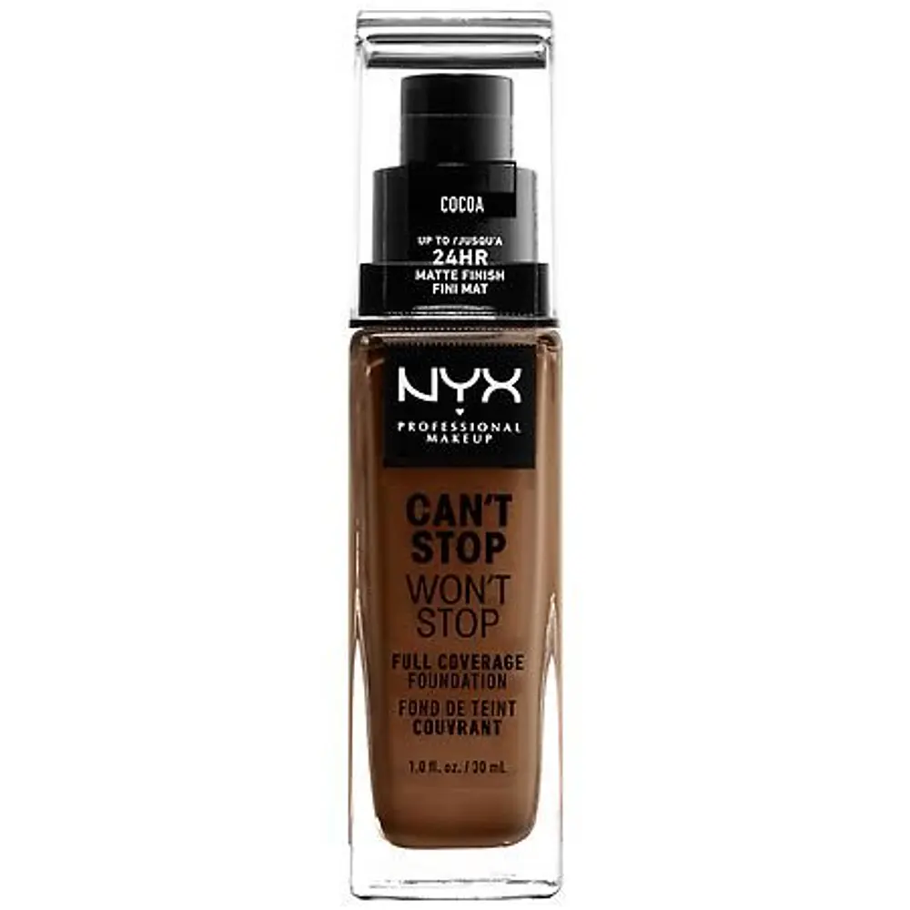 NYX Professional Makeup Can t Stop Won t Stop 24hr Full Coverage Liquid Foundation  Matte Finish  Waterproof  Cocoa
