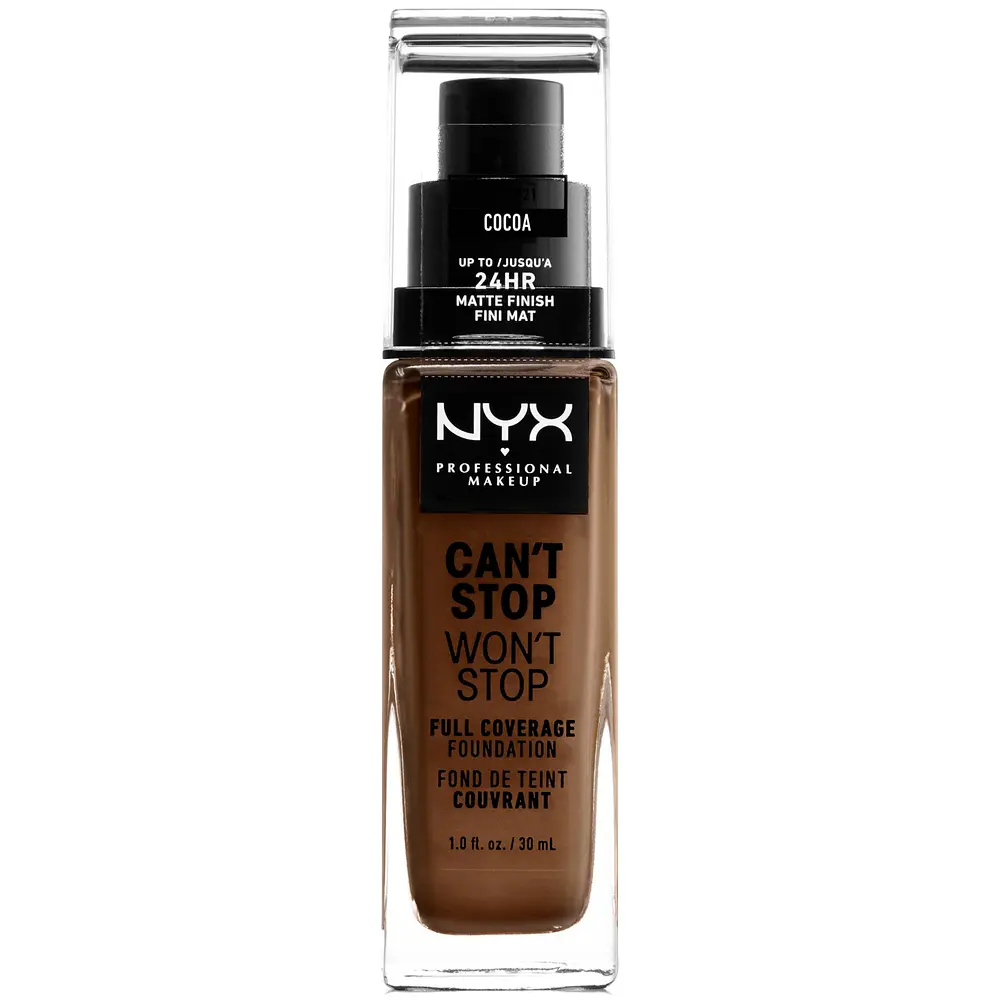 NYX Professional Makeup Can t Stop Won t Stop 24hr Full Coverage Liquid Foundation  Matte Finish  Waterproof  Cocoa