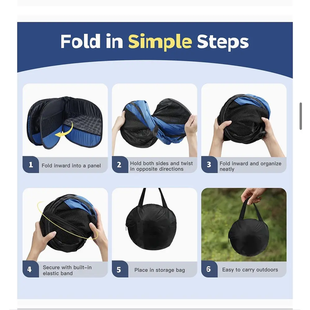 Small Animal Playpen, Portable Outdoor Exercise Pet Cage Tent, Black and Blue
