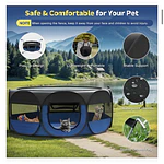 Small Animal Playpen, Portable Outdoor Exercise Pet Cage Tent, Black and Blue