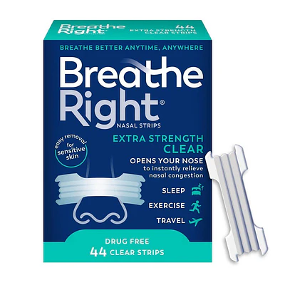 Breathe Right Extra Strength Drug-Free Clear Nasal Strips - 39ct: Sleep Aid, Anti-Snoring Device, Adhesive Strip