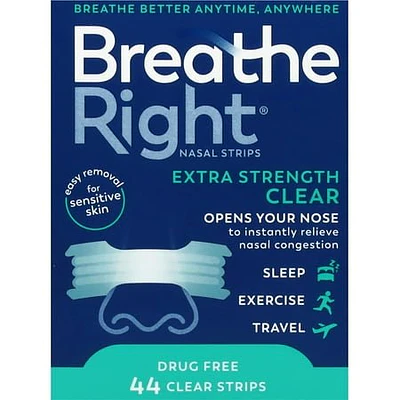 Breathe Right Extra Strength Drug-Free Clear Nasal Strips - 39ct: Sleep Aid, Anti-Snoring Device, Adhesive Strip