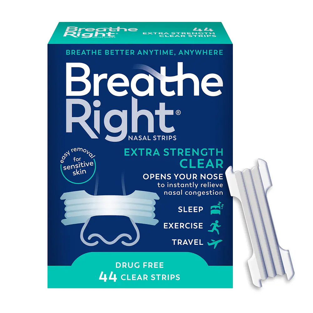Breathe Right Extra Strength Drug-Free Clear Nasal Strips - 39ct: Sleep Aid, Anti-Snoring Device, Adhesive Strip