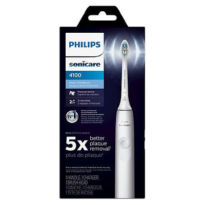 Philips Sonicare 4100 Power Toothbrush  Rechargeable Electric Toothbrush with Pressure Sensor  White (HX3681/23)