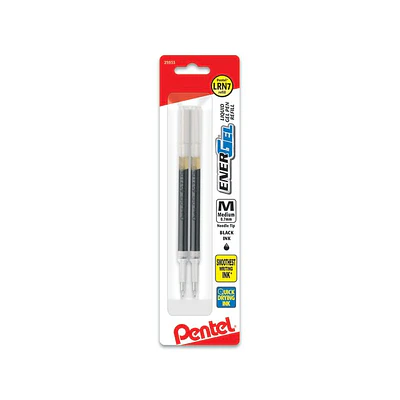 Pentel Refill Ink for EnerGel Gel Pen  0.7mm Needle Tip  Medium Point  Black Ink 2-Pk