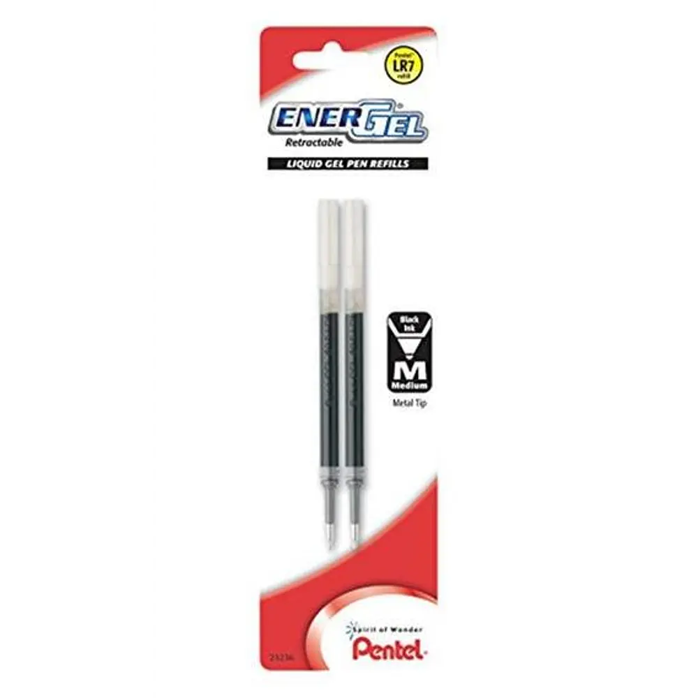 Pentel Refill Ink for EnerGel Gel Pen  0.7mm Needle Tip  Medium Point  Black Ink 2-Pk