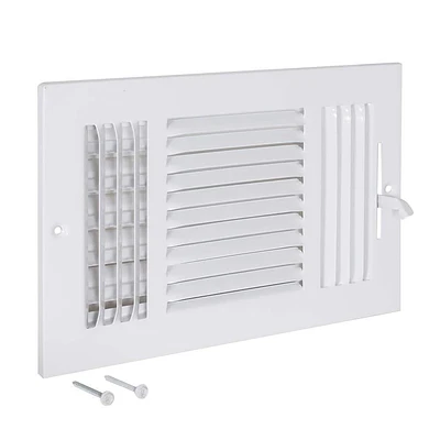 EZ-FLO 10in x 6in  Rectangle White Sidewall Register