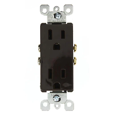 Leviton 5325 15 Amp  125 Volt  Decora Duplex Receptacle  Residential Grade  Grounding  Brown
