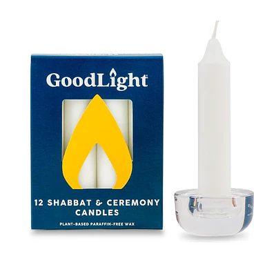 Goodlight Natural Candles Paraffin-Free Shabbat And Sabbath Ceremony Candles, Made From Vegan Palm Wax, Jewish Shabbat Candles, 3-Hour Burn Time (12 U
