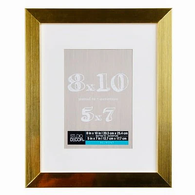 Studio Decor 8  x 10  Gold Belmont Picture Frame with 5  x 7  Mat - Pre-attached Hanging Hardware  Horizontal or Vertical Display - MDF  1 Pack