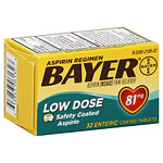 Aspirin Regimen Bayer Low Dose Pain Reliever Enteric Coated Tablets  81mg  32 Count
