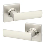 Kwikset Breton Square Passage Lever Doorknob Satin Nickel