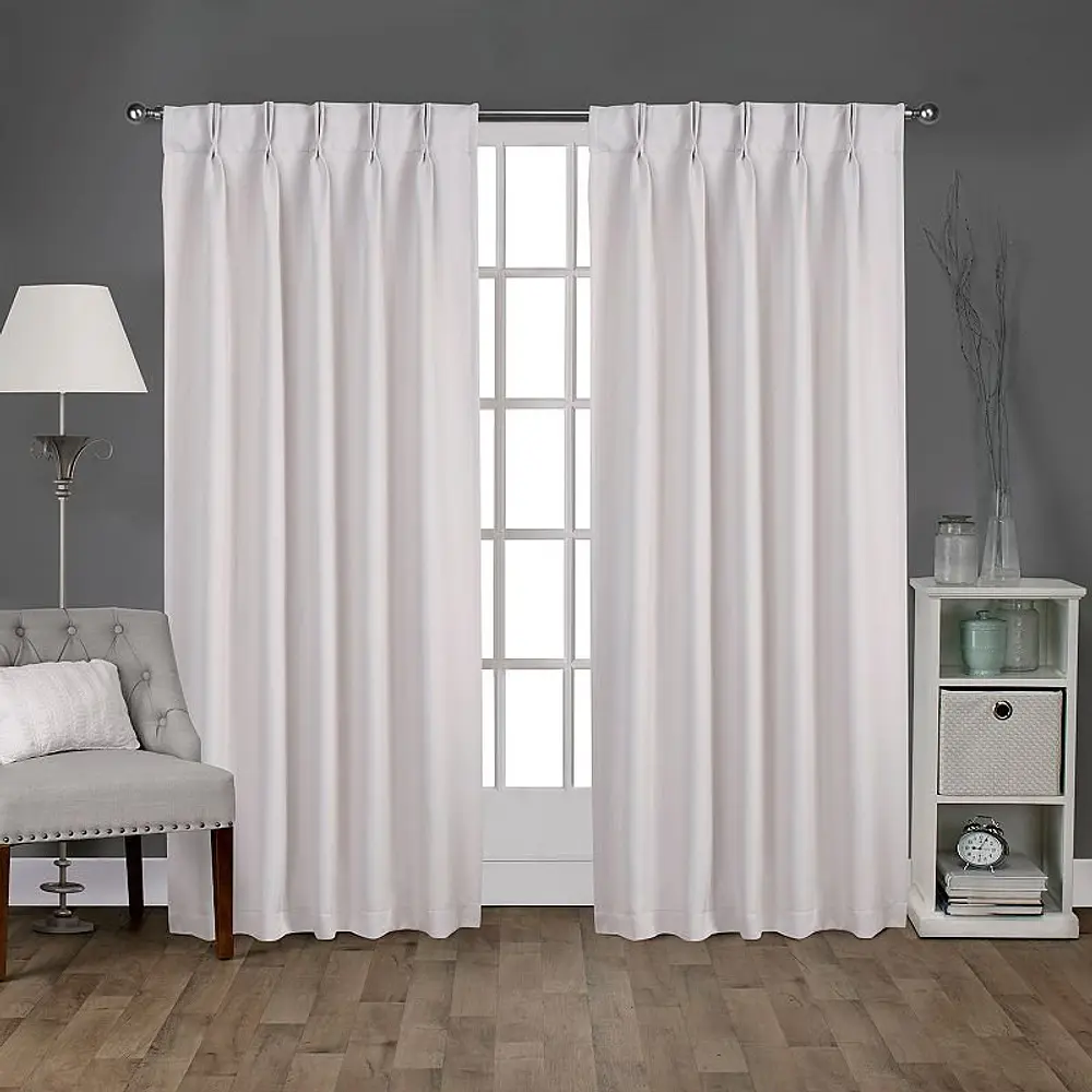 Exclusive Home Sateen Twill Woven Room Darkening Blackout Pinch Pleat/Hidden Tab Top Curtain Panel 63 Length Vanilla