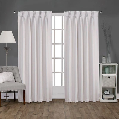 Exclusive Home Sateen Twill Woven Room Darkening Blackout Pinch Pleat/Hidden Tab Top Curtain Panel 63 Length Vanilla