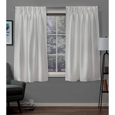 Exclusive Home Sateen Twill Woven Room Darkening Blackout Pinch Pleat/Hidden Tab Top Curtain Panel 63 Length Vanilla