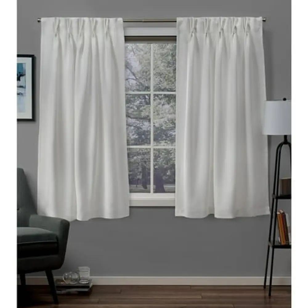 Exclusive Home Sateen Twill Woven Room Darkening Blackout Pinch Pleat/Hidden Tab Top Curtain Panel 63 Length Vanilla