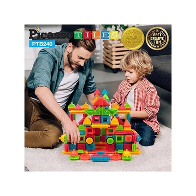 PicassoTiles 240PCS Hedgehog Interlocking 3D Building Blocks  STEAM Educational Construction Playset  Creative Sensory Toy Gift for Kids Ages 3+