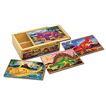 Melissa & Doug Dinosaurs 4-in-1 Wooden Jigsaw Puzzles in a Storage Box (48 pcs) - FSC Certified
