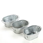 Hosley Galvanized Oval Planter with Handles  Rustic Charm for Floral Arrangements Indoor and Outdoor Gardening