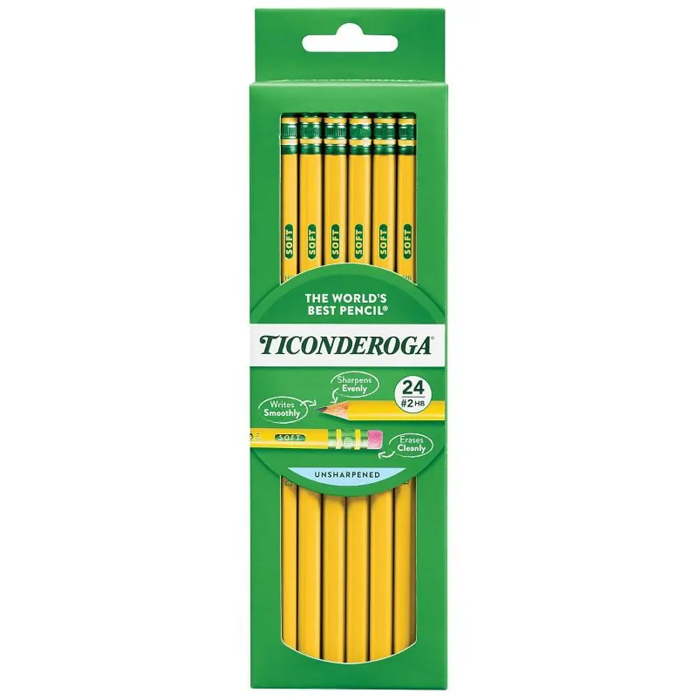 Ticonderoga Premium Wood Pencils Unsharpened #2 Lead Yellow 24 Count 0.3 mm Pencil Lead