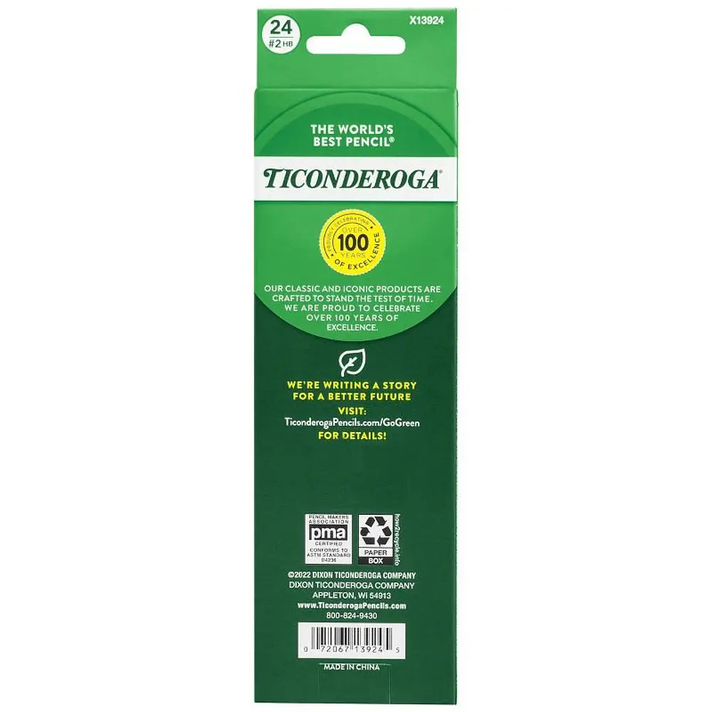 Ticonderoga Premium Wood Pencils Unsharpened #2 Lead Yellow 24 Count 0.3 mm Pencil Lead