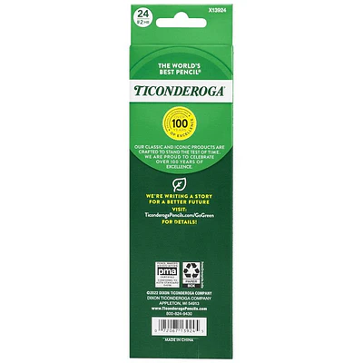 Ticonderoga Premium Wood Pencils Unsharpened #2 Lead Yellow 24 Count 0.3 mm Pencil Lead