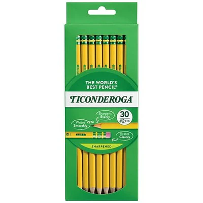 Ticonderoga Wood-Cased Pencils  Pre-Sharpened  #2 HB Soft  Yellow  30 Count  0.2 Pencil Lead Size