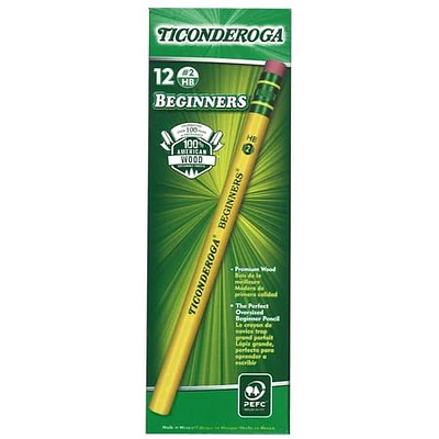 Dixon Ticonderoga Woodcase Beginner Pencil  Number 2 Yellow  12 Count
