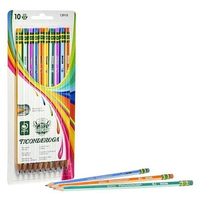 Ticonderoga Striped Wood-Cased Pencils  Assorted Colors  10 ct