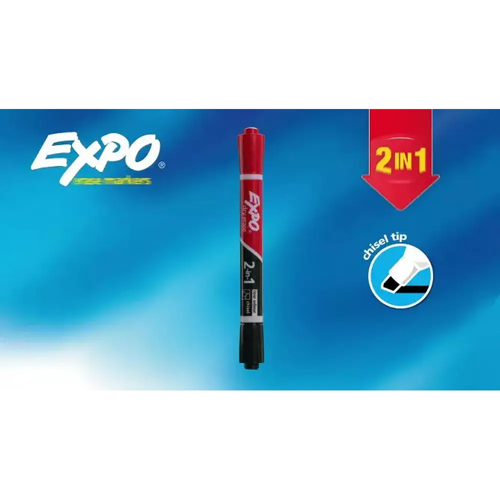 Expo 4pk Dry Erase Markers Chisel Tip Multicolored: Low-Odor Whiteboard Markers, Bold & Fine Point, Erasable, Ages 3+