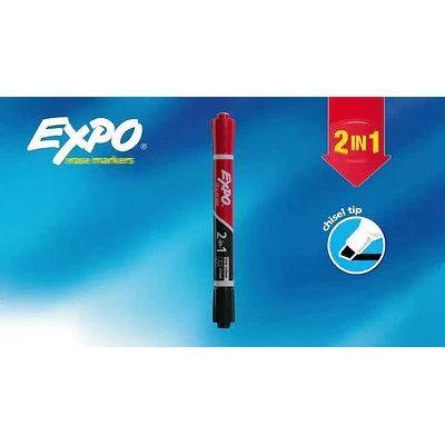 Expo 4pk Dry Erase Markers Chisel Tip Multicolored: Low-Odor Whiteboard Markers, Bold & Fine Point, Erasable, Ages 3+