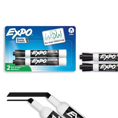 EXPO Dry Erase Markers  Chisel Tip  Black  2 Count