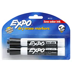 EXPO Dry Erase Markers  Chisel Tip  Black  2 Count