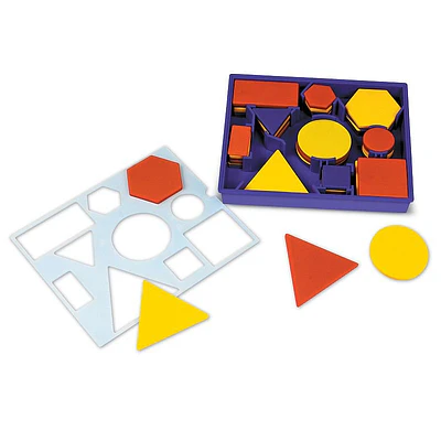 Learning Resources Attribute Blocks Desk Set: Math & Counting Kit, Educational Toy for Kindergarten to 3rd Grade