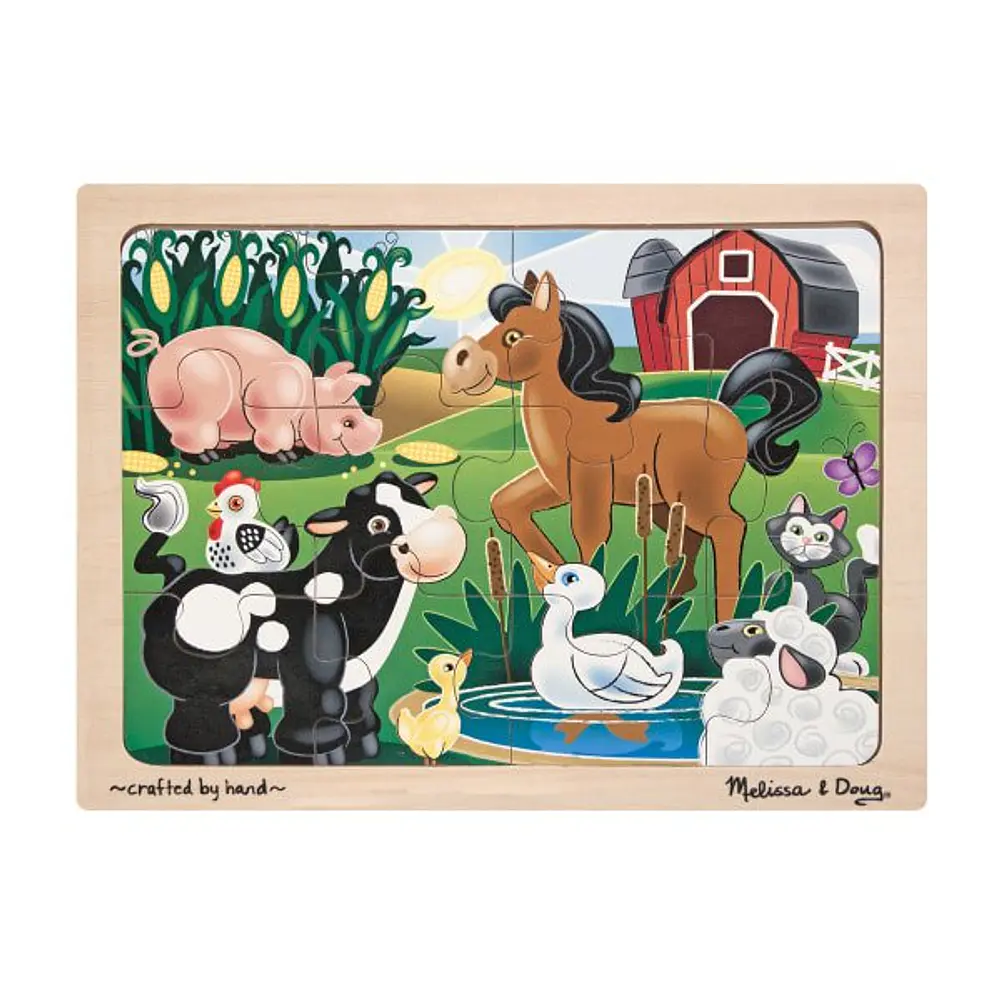Melissa & Doug On the Farm Wooden Jigsaw Puzzle With Storage Tray (12 pcs)