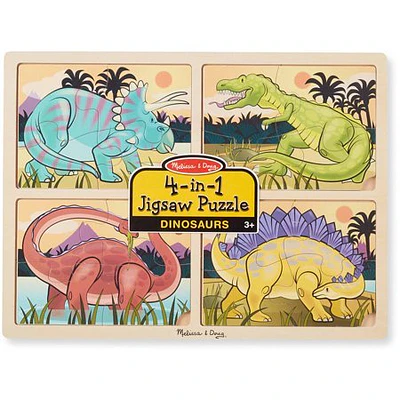 Melissa & Doug Dinosaurs 4-in-1 Wooden Jigsaw Puzzles With Storage Tray (16 pcs)