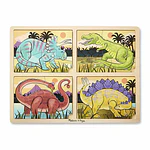 Melissa & Doug Dinosaurs 4-in-1 Wooden Jigsaw Puzzles With Storage Tray (16 pcs)