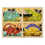 Melissa & Doug Dinosaurs 4-in-1 Wooden Jigsaw Puzzles With Storage Tray (16 pcs)