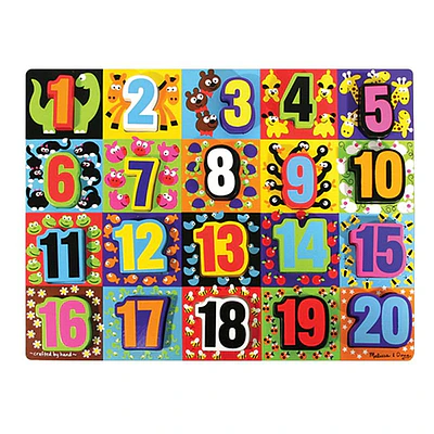 Melissa & Doug Jumbo Numbers Wooden Chunky Puzzle (20pc): Educational Kids Toy, Fine Motor Skills, Plywood