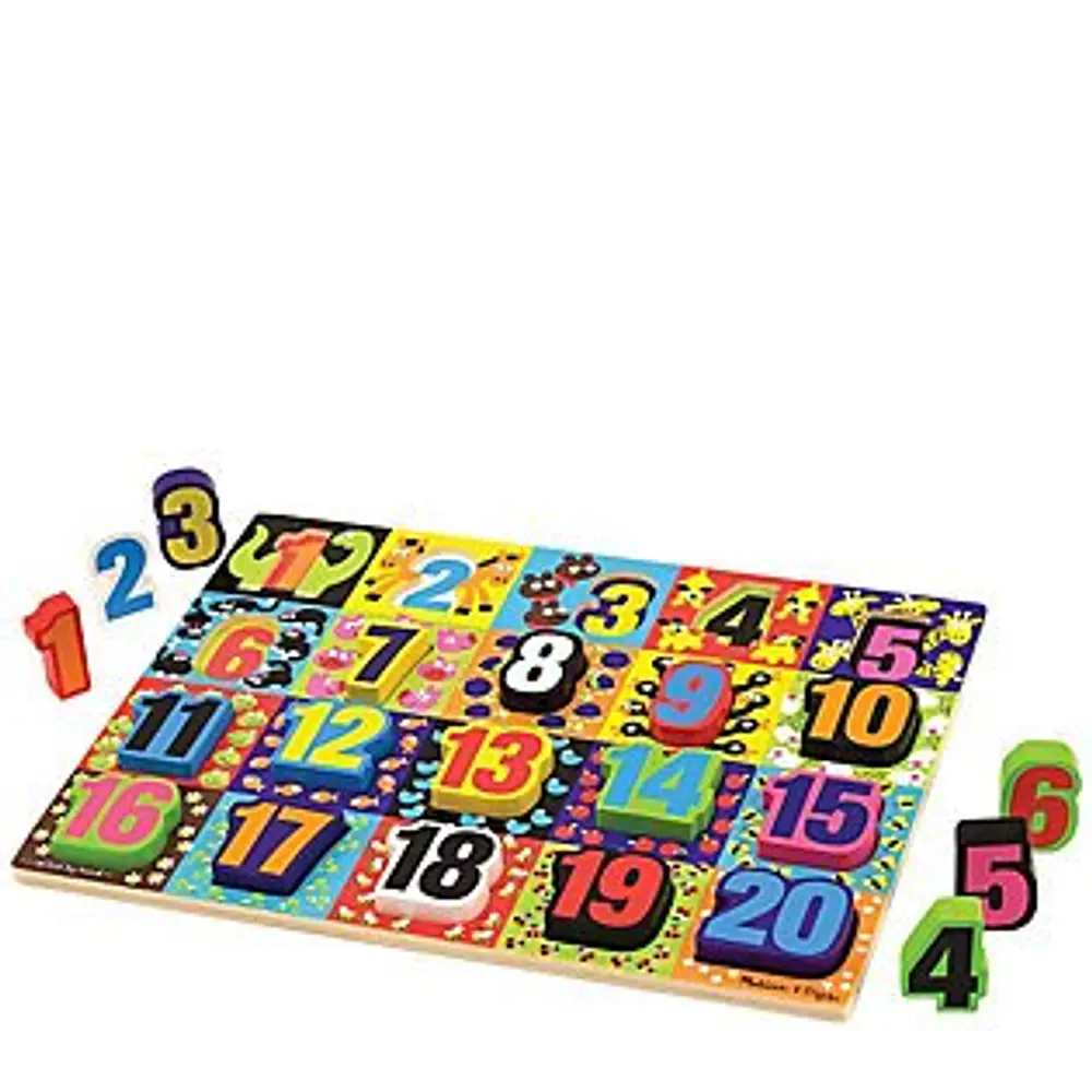 Melissa & Doug Jumbo Numbers Wooden Chunky Puzzle (20pc): Educational Kids Toy, Fine Motor Skills, Plywood