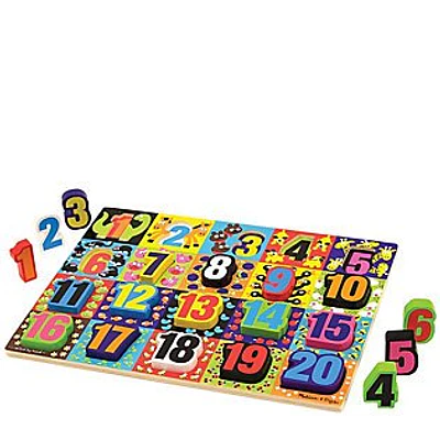 Melissa & Doug Jumbo Numbers Wooden Chunky Puzzle (20pc): Educational Kids Toy, Fine Motor Skills, Plywood