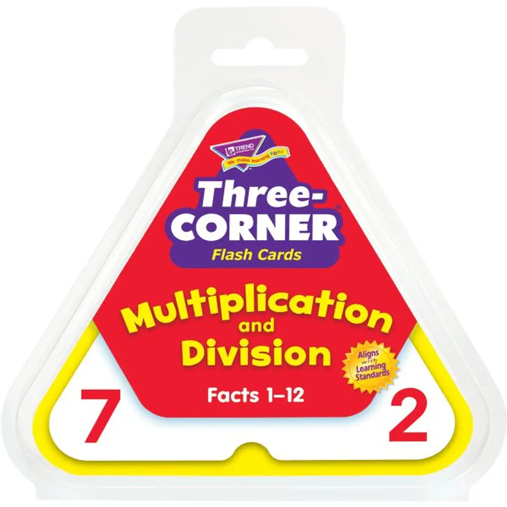Trend Enterprises Three-Corner Multiplication and Division Flash Cards  Set of 46