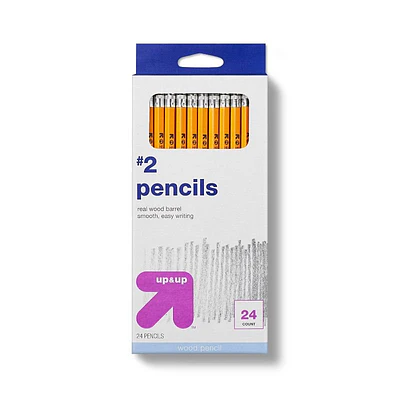 #2 Wood Pencils 24ct - up&up™: School Supplies, No. 2 Wooden Drawing Pencils, Erasable, 2.05mm Point, Ages 3+