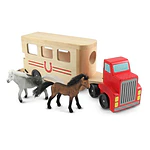 Melissa & Doug Horse Carrier Wooden Vehicle Play Set With Pull-Down Ramp