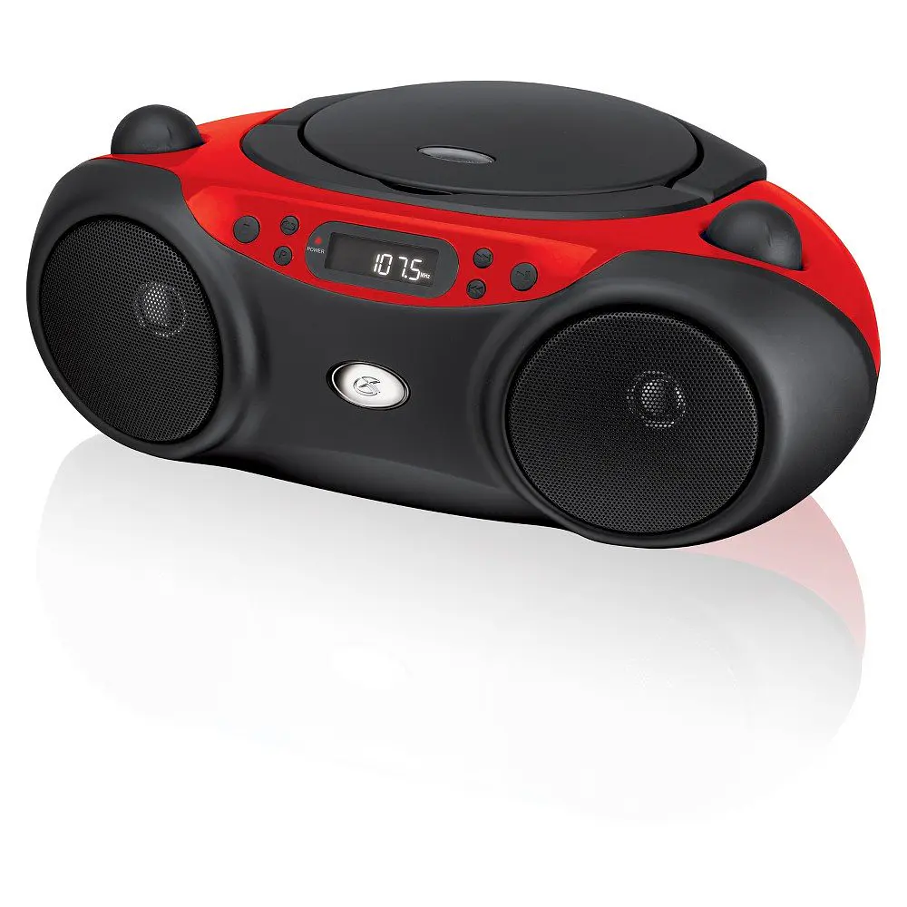 GPX CD, AM/FM Boombox - Red (BC232R): Portable 3.5mm Jack, Built-In Speaker.