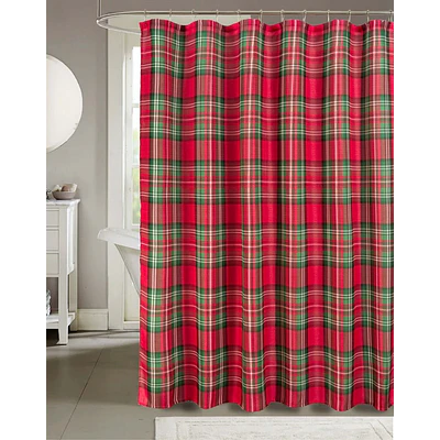 SCCP266 Christmas Plaid Slub Shower Curtain