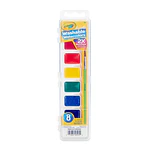 Crayola 8ct Kids Watercolor Paints with Brush: Washable Water-Based Tempera Set, Multicolor, Ages 3+