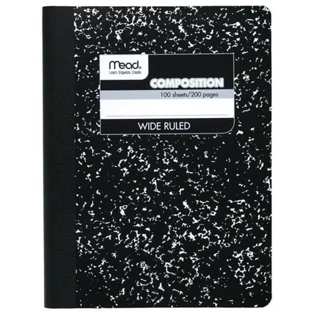 Mead 09910 9.75 in. x 7.5 in. Sheets Wide/Legal Rule Composition Book - Black Cover